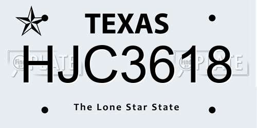 HJC3618 Texas License Plate