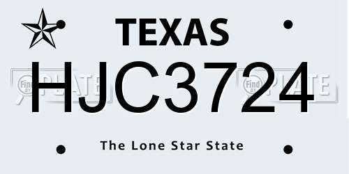 HJC3724 Texas License Plate