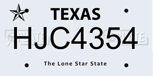 HJC4354 Texas License Plate