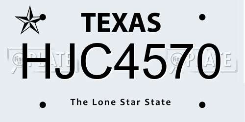 HJC4570 Texas License Plate