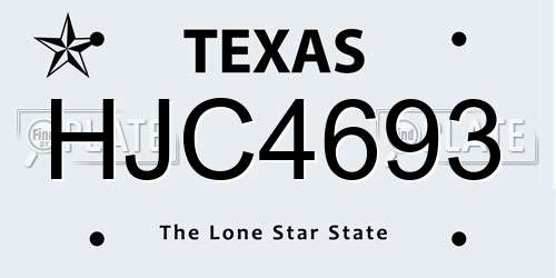 HJC4693 Texas License Plate