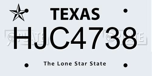 HJC4738 Texas License Plate