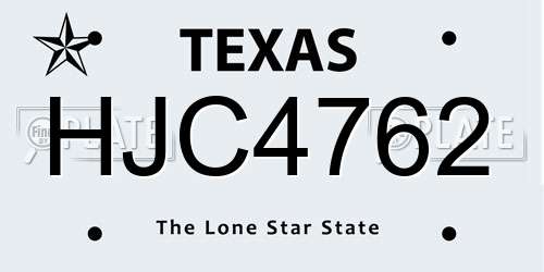 HJC4762 Texas License Plate