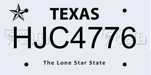 HJC4776 Texas License Plate