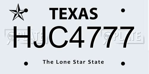 HJC4777 Texas License Plate