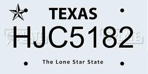 HJC5182 Texas License Plate
