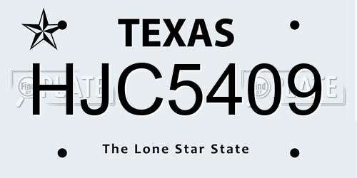 HJC5409 Texas License Plate