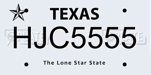 HJC5555 Texas License Plate