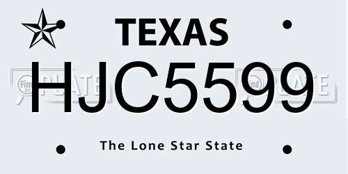 HJC5599 Texas License Plate