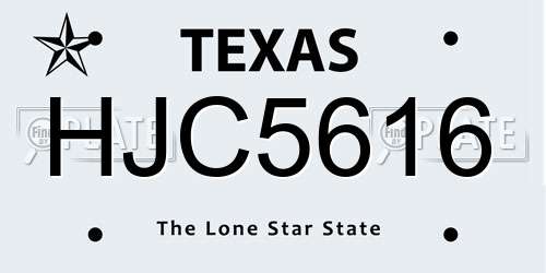 HJC5616 Texas License Plate
