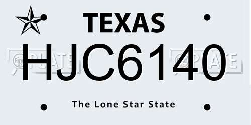HJC6140 Texas License Plate
