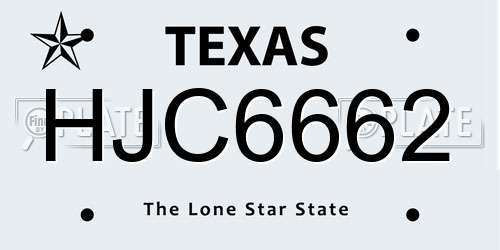 HJC6662 Texas License Plate