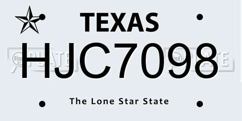 HJC7098 Texas License Plate