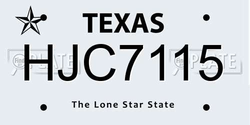 HJC7115 Texas License Plate