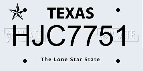 HJC7751 Texas License Plate