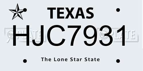 HJC7931 Texas License Plate