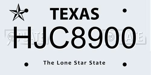 HJC8900 Texas License Plate