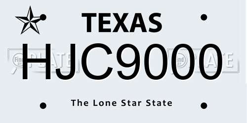 HJC9000 Texas License Plate