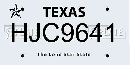 HJC9641 Texas License Plate