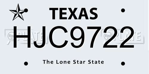 HJC9722 Texas License Plate