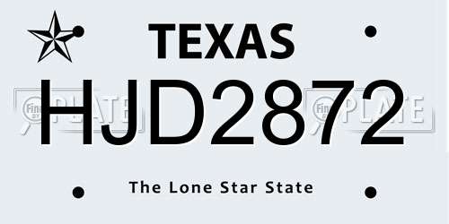 HJD2872 Texas License Plate