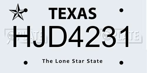 HJD4231 Texas License Plate
