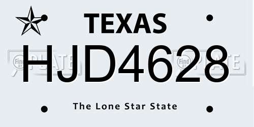 HJD4628 Texas License Plate