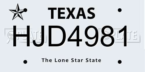 HJD4981 Texas License Plate