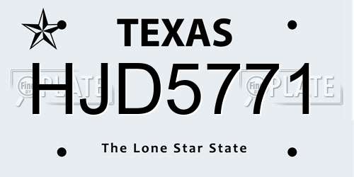 HJD5771 Texas License Plate