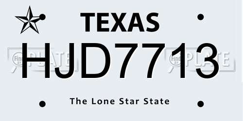 HJD7713 Texas License Plate
