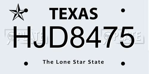 HJD8475 Texas License Plate
