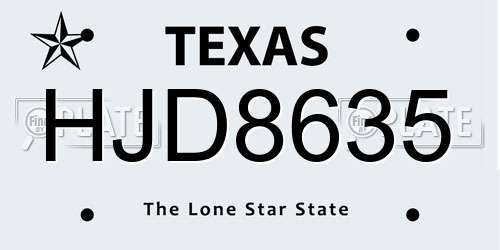 HJD8635 Texas License Plate
