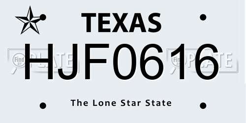 HJF0616 Texas License Plate