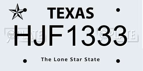 HJF1333 Texas License Plate