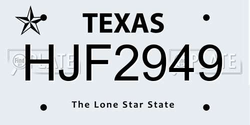 HJF2949 Texas License Plate