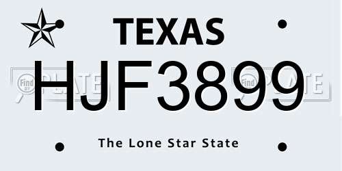HJF3899 Texas License Plate