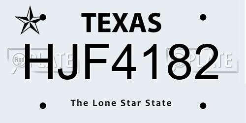 HJF4182 Texas License Plate