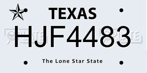 HJF4483 Texas License Plate