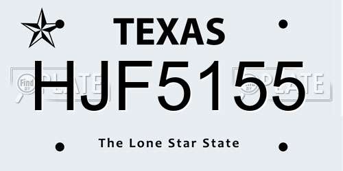 HJF5155 Texas License Plate
