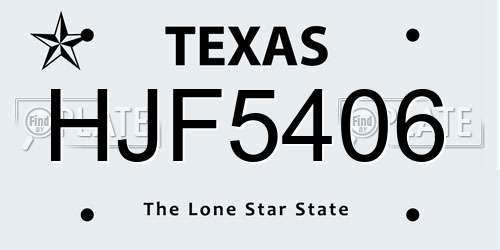 HJF5406 Texas License Plate