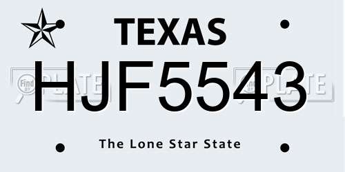 HJF5543 Texas License Plate