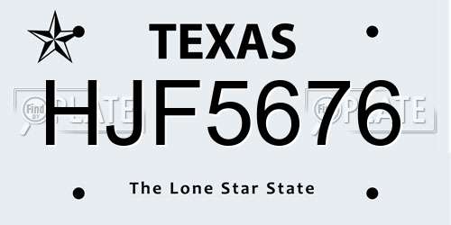 HJF5676 Texas License Plate
