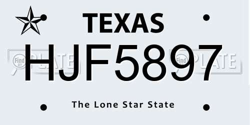 HJF5897 Texas License Plate