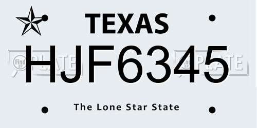 HJF6345 Texas License Plate