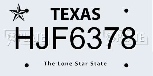 HJF6378 Texas License Plate