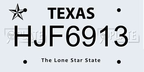 HJF6913 Texas License Plate