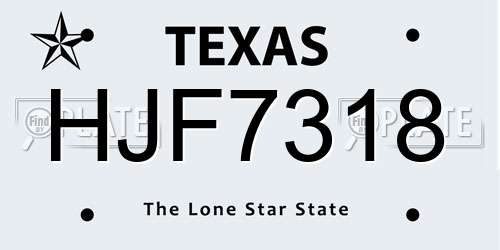HJF7318 Texas License Plate