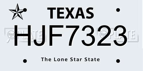 HJF7323 Texas License Plate