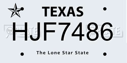HJF7486 Texas License Plate
