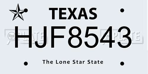 HJF8543 Texas License Plate